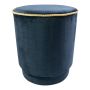 Tabouret en velours bordure dorée NANNA, bleu marine, 45cm, Ø38cm