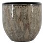 Pot en terre cuite VELUM avec veinures, taupe, 16cm, Ø17cm