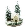 Maisonnette lumineuse décorative SEWARD, paysage enneigé, sapins, LED, blanc-vert, 25cm, Ø20cm