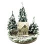 Maisonnette lumineuse décorative SEWARD, paysage enneigé, sapins, LED, blanc-vert, 25cm, Ø25cm