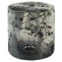 Tabouret en velours SARON, motif coquelicots, gris-lilas-blanc, 45cm, Ø40cm