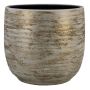 Pot en céramique RODYN à rainures, dégradé de couleurs, blanc-or, 32cm, Ø34cm