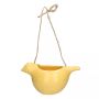 Suspension à fleurs « Oiseau » SAREEN en dolomite, jaune, 15,5 x 8,3 x 7,5 cm