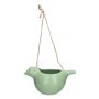 Suspension à fleurs « Oiseau » SAREEN en dolomite, vert jade, 15,5 x 8,3 x 7,5 cm