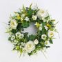 Couronne d'été décorative FAHIRA, renoncule, marguerite, crème, Ø25cm