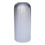Vase décoratif en verre ALBURGIS rainuré, argent métallisé, 20cm, Ø8,7cm