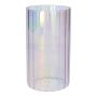 Vase à fleurs BLANDINA, en verre, rainures, lilas-irisé-transparent, 18cm, Ø10cm