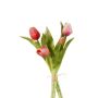 Bouquet de tulipes synthétiques LEANA, fuchsia-rose-blanc, 30cm, Ø20cm