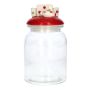 Bocal de conservation JULIENNE avec couvercle, poignée en forme de bonbons à pois, transparent-rouge, 19,7cm, Ø10,9cm