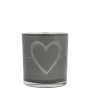 Photophore en verre ANTONIETTA avec motif cœur, gris mat-argent brillant, 8cm, Ø7cm