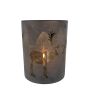 Photophore en verre AUGUSTINUS avec motif de renne, bronze mat-doré brillant, 12,5cm, Ø10cm