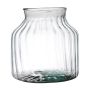 Bougeoir / Vase QUINN EARTH avec rainures, recyclé, vert-transparent, 20cm, Ø21cm