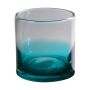 Petit Bougeoir MAXIMINO, touches de couleur dorée, turquoise-transparent, 9cm, Ø8cm