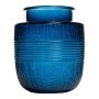 Vase décoratif en verre MARISELA avec bordure décorative, bleu-transparent, 18cm, Ø15,5cm