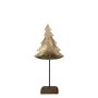 Sapin décoratif DORANA en métal, socle en bois, or, 10x8x28cm