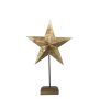 Étoile décorative DORANA en métal, socle en bois, or, 15x9x27cm