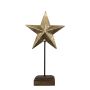 Étoile décorative DORANA en métal, socle en bois, or, 19x10x35cm