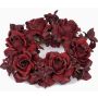 Déco de bougie artificielle INGA, rose, hortensia, rouge foncé, Ø15cm