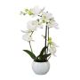 Orchidée Phalaenopsis artificielle INAKES, pot en céramique, racines, blanc, 40cm
