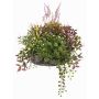 Composition florale synthétique à la lavande et à l'impatiente DANFIR, menthe, trèfle, fougère, blanc-violet-vert, 50cm, Ø32cm