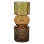 Vase de table en verre NIAMH avec rainures, cognac-ambre-brun-transparent, 25,3cm, Ø10cm
