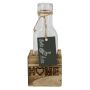 Bouteille en verre STOLLAN dans une petite caisse en bois, inscription Home, transparent, 6,7x6,7x15,5cm