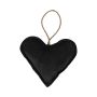 Pendentif décoratif en forme de cœur EYRUN en velours, cordon de suspension, noir, Ø16cm
