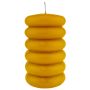 Bougie pilier MONISHA avec des rainures horizontales, ocre jaune, 15cm, Ø9cm, 69h - Made in Germany