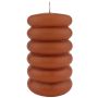 Bougie pilier MONISHA avec des rainures horizontales, cognac, 15cm, Ø9cm, 69h - Made in Germany
