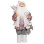 Figurine décorative de Père Noël ABENZIO, patins à glace, sac cadeau, blanc-gris-rouge, 22x14x45cm