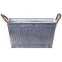Jardinière rectangulaire BIMETO avec poignées, rainures, zinc, argent, 29 x 19 x 15 cm