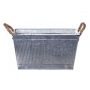 Jardinière rectangulaire BIMETO avec poignées, rainures, zinc, argent, 24 x 14 x 13 cm