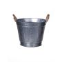 Pot de fleurs rond BIMETO avec poignées, rainuré, zinc, argent, 18,5 cm, Ø 22,5 cm