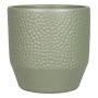Pot de fleurs BIHAM, céramique, motif martelé, vert olive mat, 13,2cm, Ø13,5cm