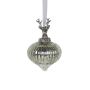 Boule de Noël NUMI en verre, cerf, forme d'oignon, argent, Ø10cm