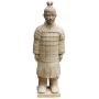 Statue de jardin Guerrier samouraï LILORA en terre cuite, faite à la main, patinée, beige, 33x26x95cm
