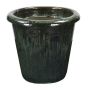 Pot de fleurs en terre cuite ELVORN, émaillé, dégradé de couleurs, vert jade, 52 cm, Ø 55 cm