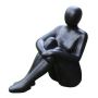 Figurine de jardin Femme VUNKY en terrazzo renforcé de fibres, noir, 53x27,5x56,5cm