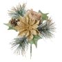 Composition décorative Étoile de Noël, sapin HERMINA avec cadeau, tige, or, 21cm, Ø17cm
