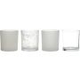Porte-bougie LYLA en verre, 4 pcs, transparent mat, 9cm, Ø8cm