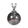 Boule de Noël NUMI en verre, cerf, argent vieilli, Ø10cm
