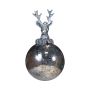 Boule de Noël NUMI en verre, cerf, argent vieilli, Ø8cm