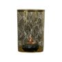 Photophore en verre ELIZABETE avec motif serpents, blanc mat-doré brillant, 18cm, Ø12cm