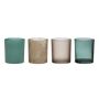Porte-bougie LYLA en verre, 4 pcs, turquoise-brun, 9cm, Ø8cm