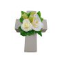 Composition florale artificielle: rose, orchidée, houblon ARIADNA, croix végétale, blanc, 20x15x9cm