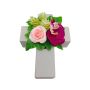 Composition florale artificielle: rose, orchidée, houblon ARIADNA, croix végétale, rose-fuchsia, 20x15x9cm