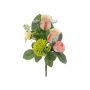Composition florale artificielle: rose, renoncule, allium HOKUNA, tige, rose-jaune, 27cm, Ø20cm