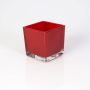 Petit photophore en verre KIM EARTH, rouge, 8x8x8cm