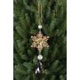 Suspension acrylique Fleur de glace ZERA, goutte, paillettes, vert-or, 16cm, Ø6cm