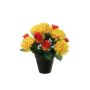 Composition florale artificielle: chrysanthème, rose YESHE, pot décoratif, jaune-orange, 28cm, Ø22cm
